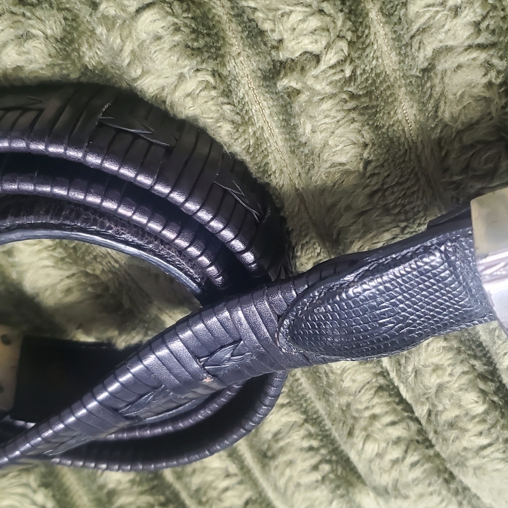 Black Leather Woven Belt
